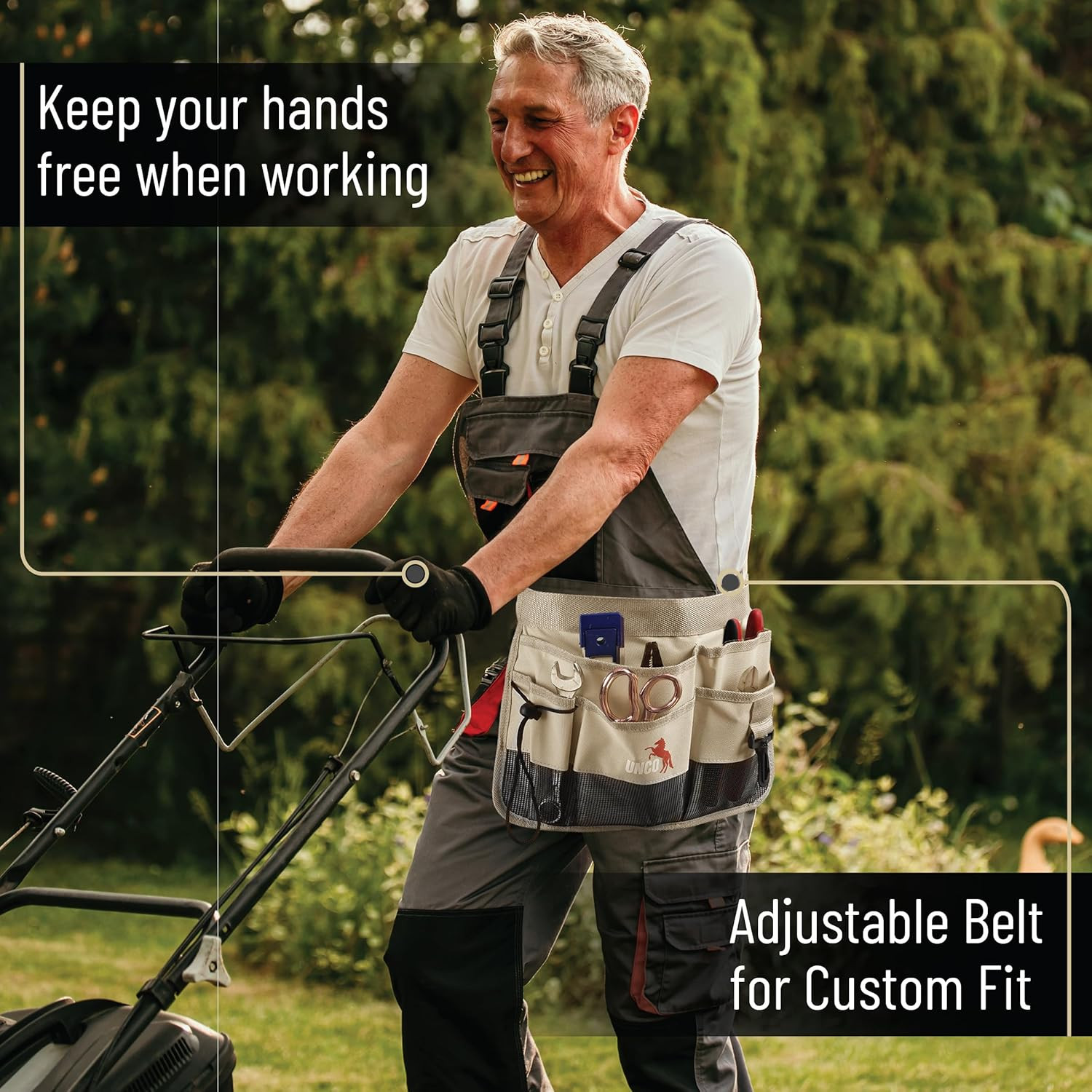 – Adjustable Gardening Belt, Beige, 7 Pockets, Wear, Cut and Water Resistant, Ga