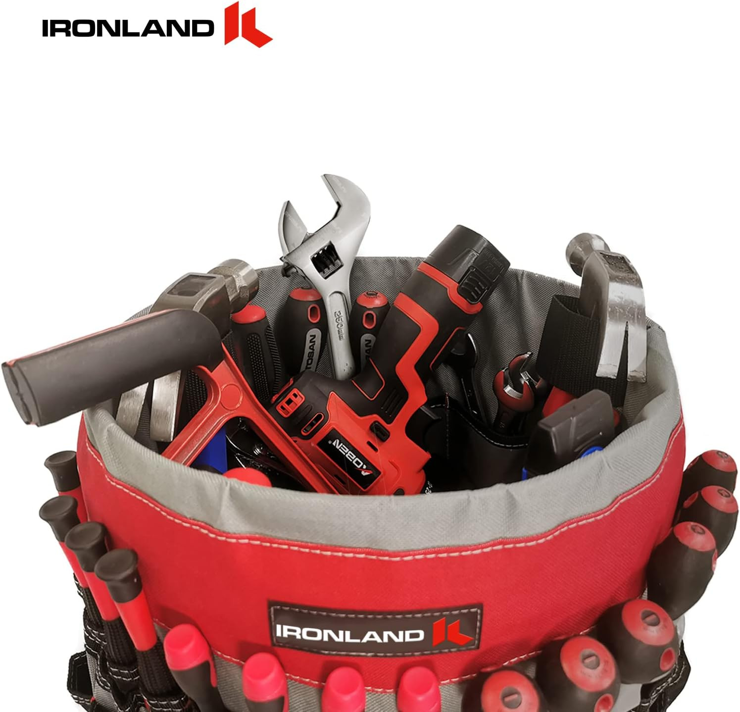 IRONLAND Bucket Tool Organizer Fit 3.5-5 Gallon Bucket, 51 Medium, Red