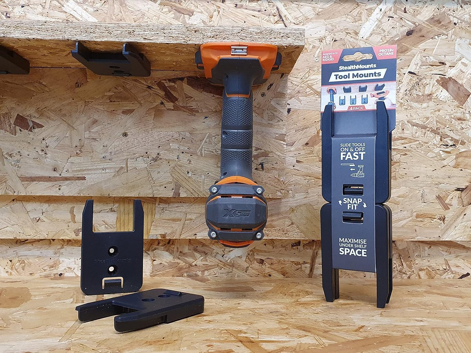 Ridgid Wall Mount Tool Holder – 8 Pack Locking Organizers Made in UK