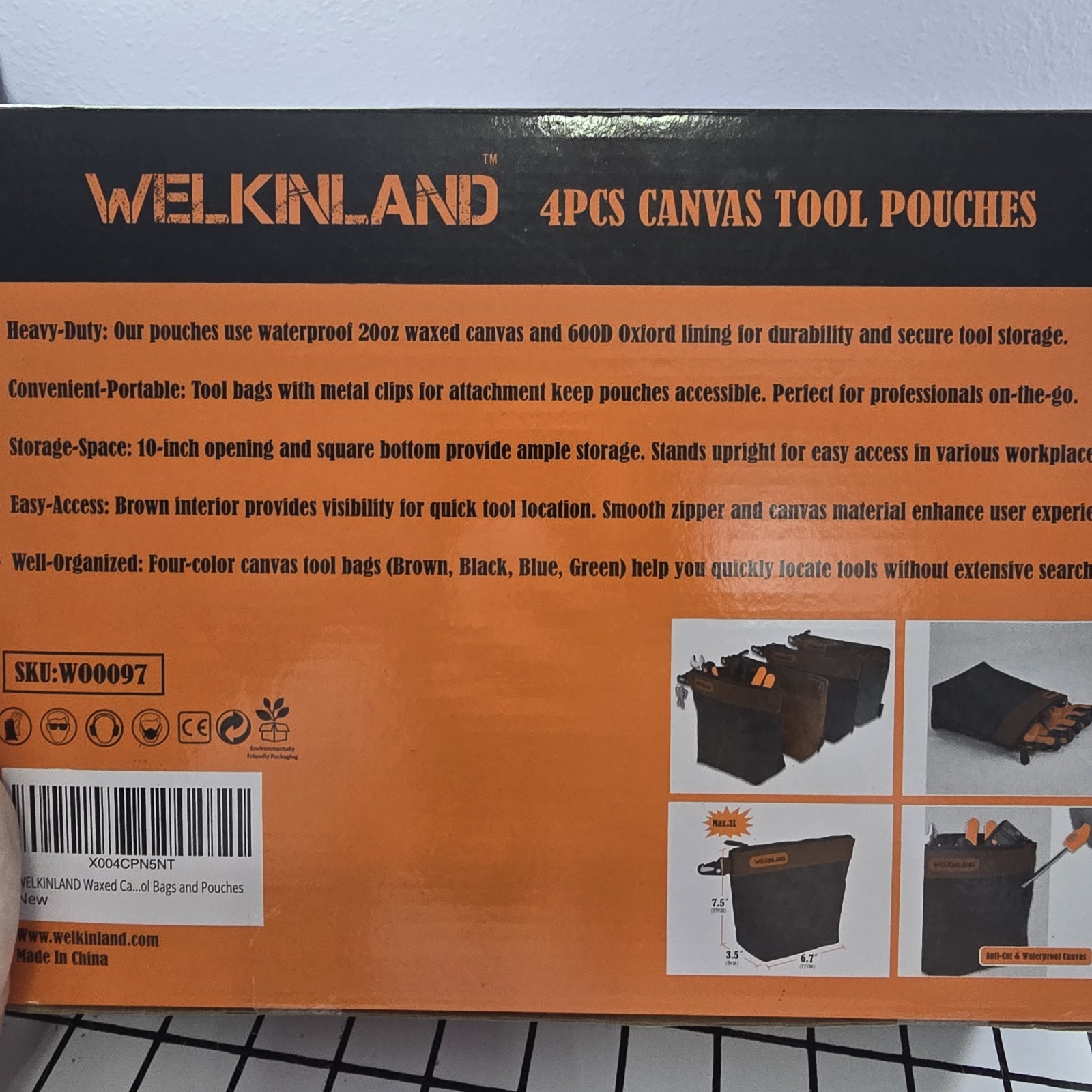 WELKINLAND 4 Piece Tool Pouch Set Heavy Duty Waterproof Tool Bag