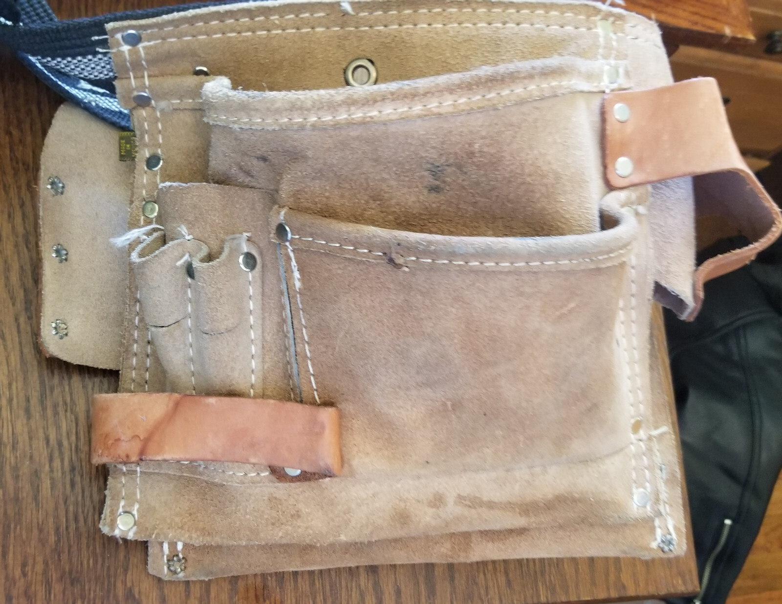 Leather Tool Belt / Rooster R 499-3 / 2 Pockets / Adjustable Strap