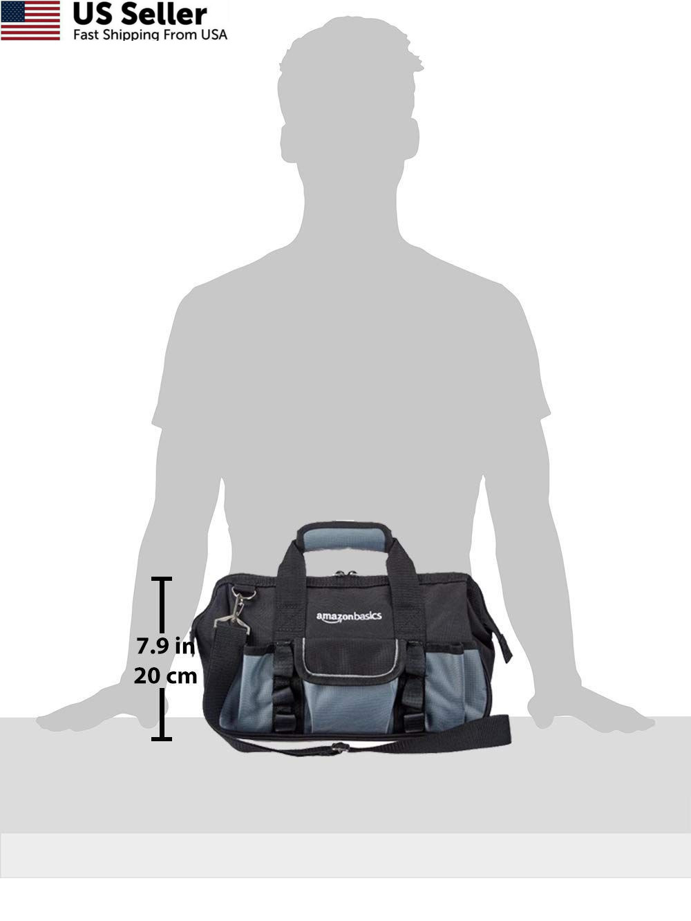 Amazon Basics Durable Wear-Resistant Tool Small Standard Bag, Black & Gray