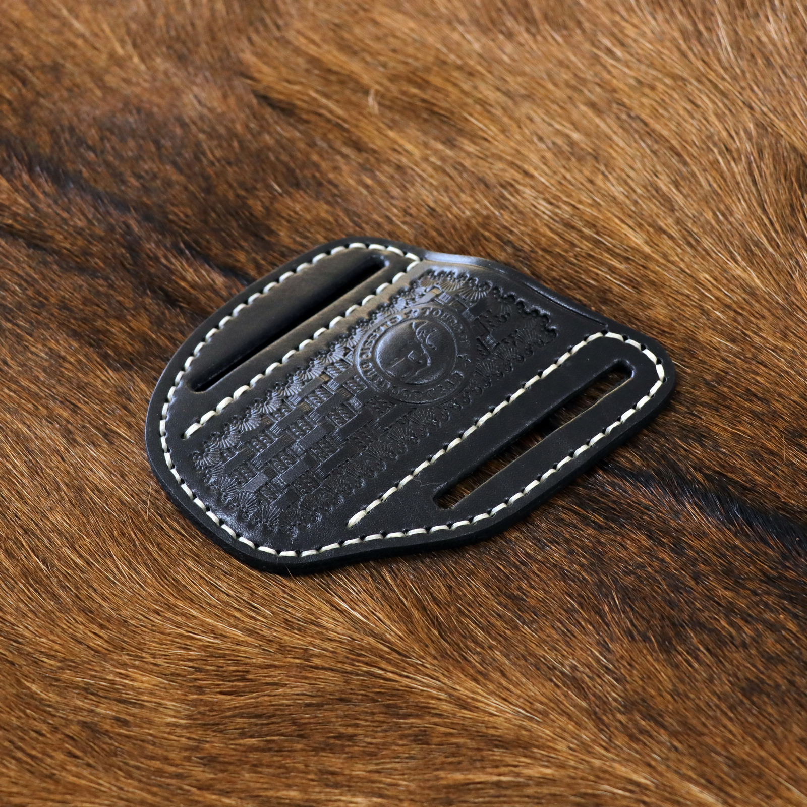 TOURBON Black Leather Folding Knife Sheath Belt Carry Pouch Pocket Holder