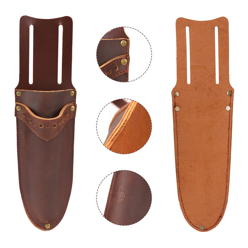 TOURBON Leather Garden Shear Sheath Belt 2 Pocket Pruning Scissors Holster