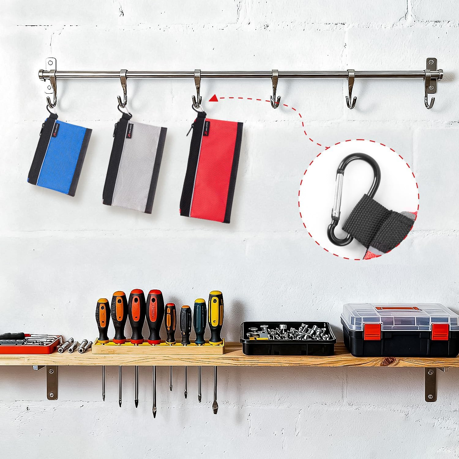Small Tool Pouches with Zipper Premium Small Tool Bags Waterproof 1680D Pouch Ba