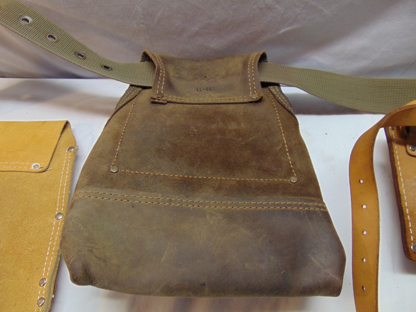 (3) Leather tool / work belts tool pouches Klein 1054 R / AWP / Bolen #5108
