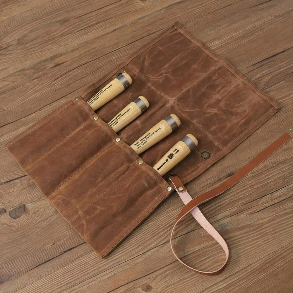 Chisel Roll,Waxed Canvas Tools Wrench Roll up Pouch,Chisel Carrying Case,Wrench