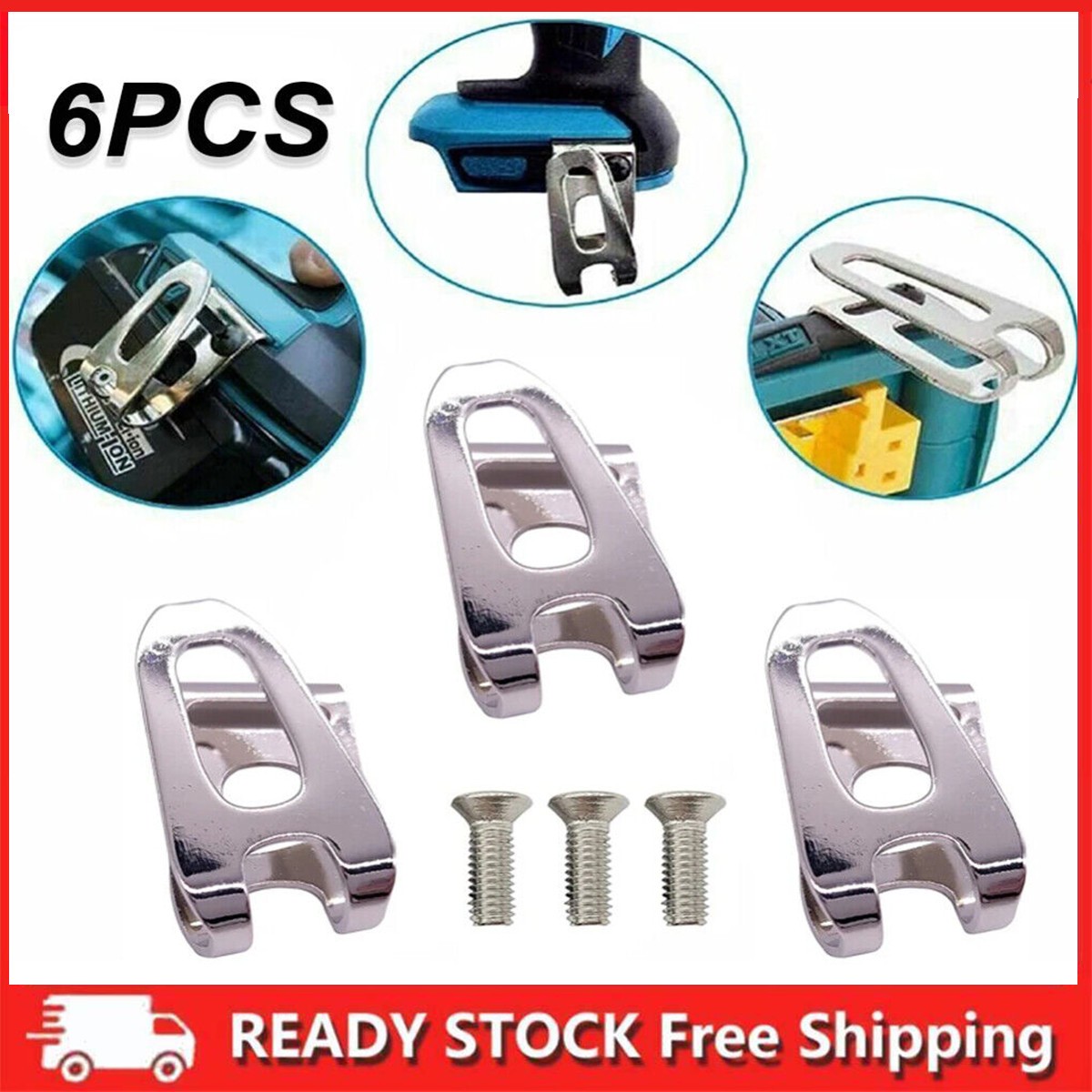 6 Pieces Belt Clip Durable Belt Hook Clip for Power Tools Hammer Drill