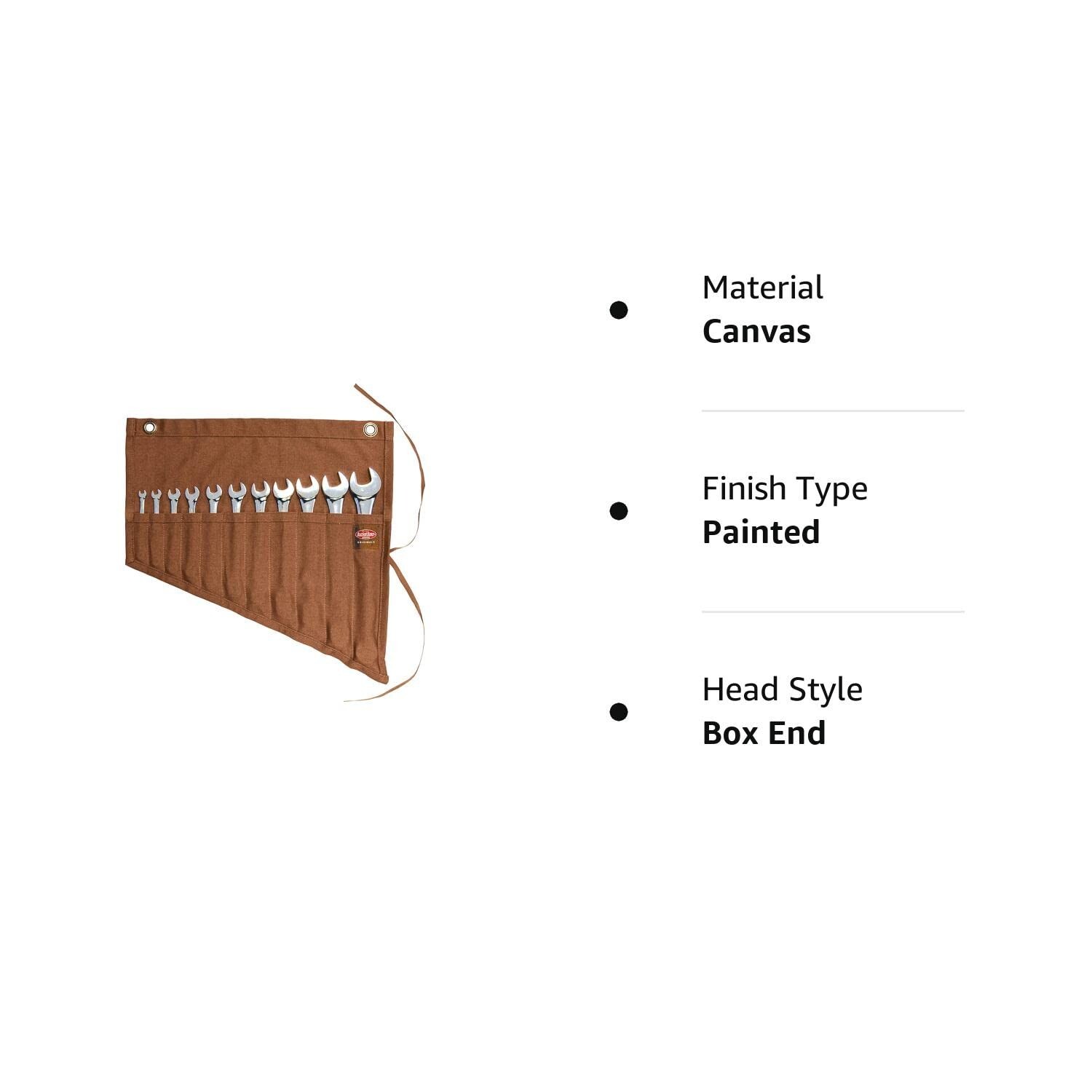 BucketBoss 70003 Tool and Wrench Set Roll with 11 Pockets in Brown