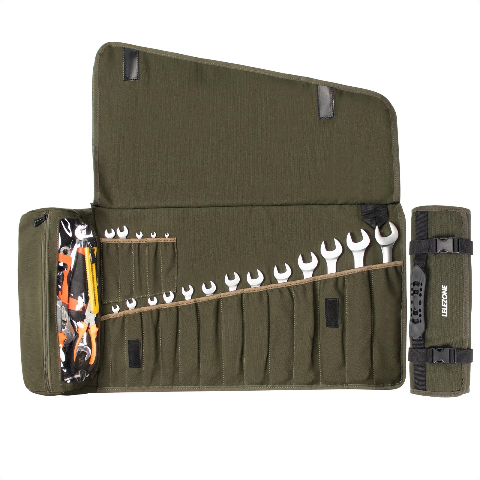 Wrench Roll Up Pouch, 19+1 Pockets Utility Roll, Portable Tool Organization R…