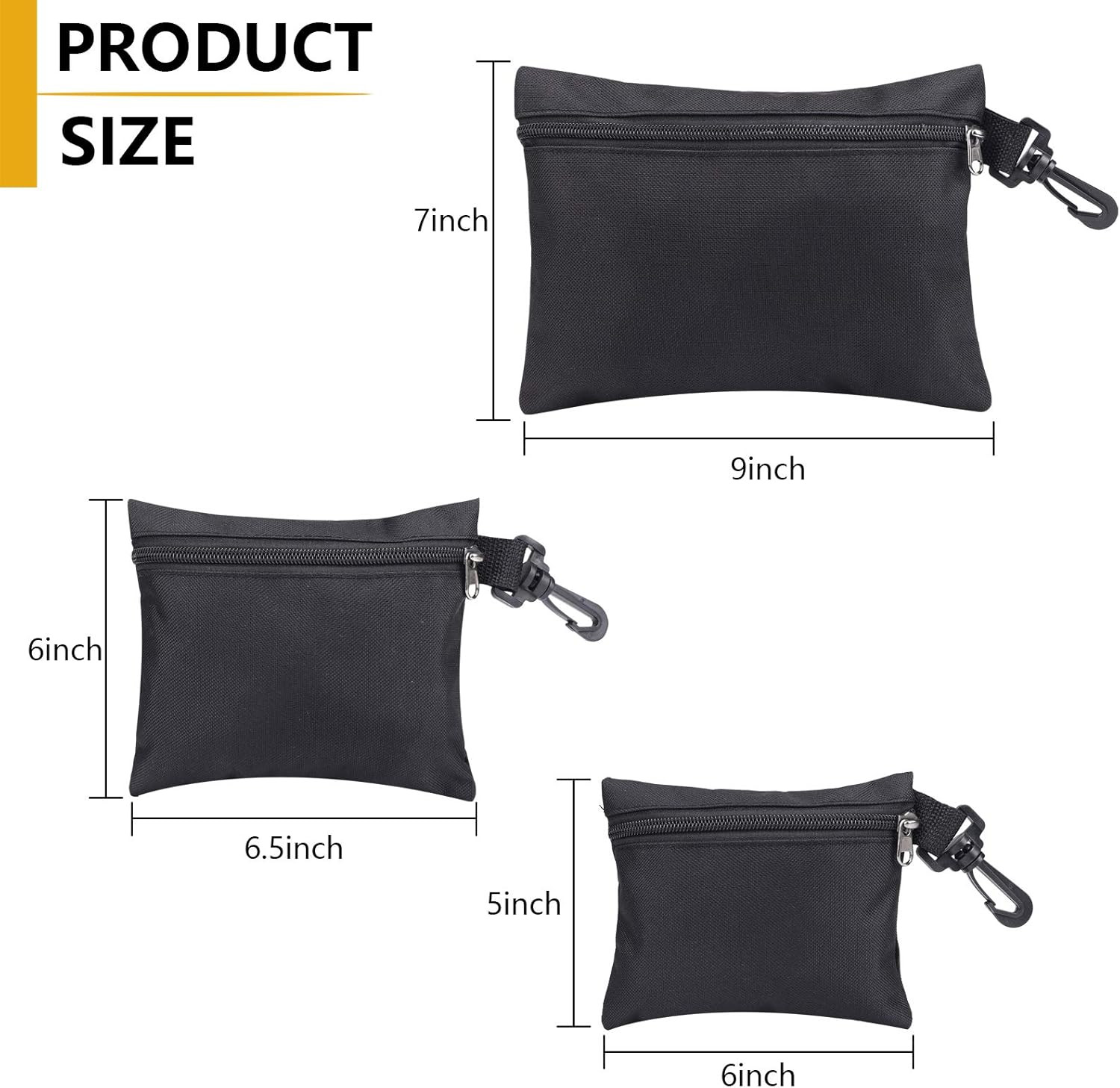 Canvas Tool Bags 3 Pack Heavy Duty Zipper Pouch Set Small Tool Organizer Black