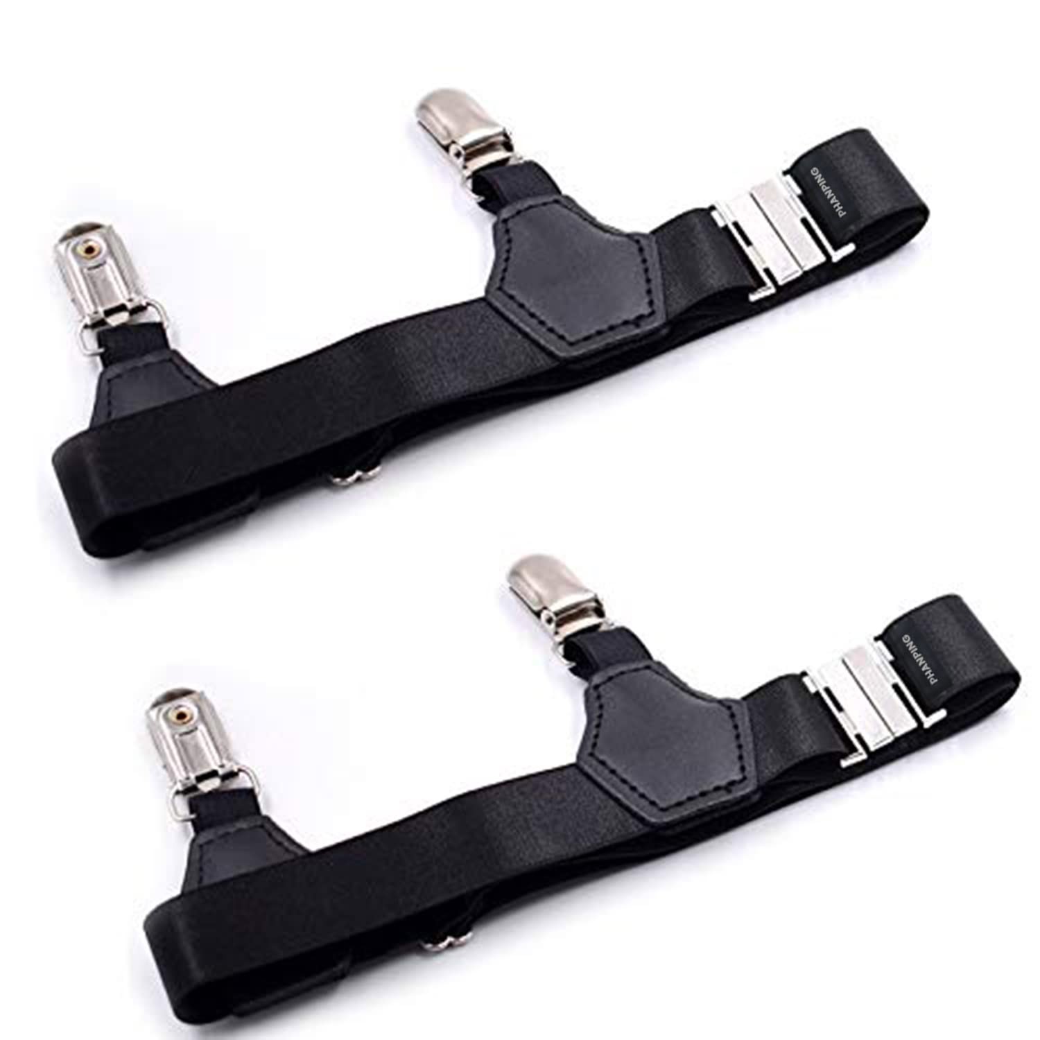 Mens Sock Garters Belt Adjustable 2-pack Sturdy Clip One pair, Black Pair