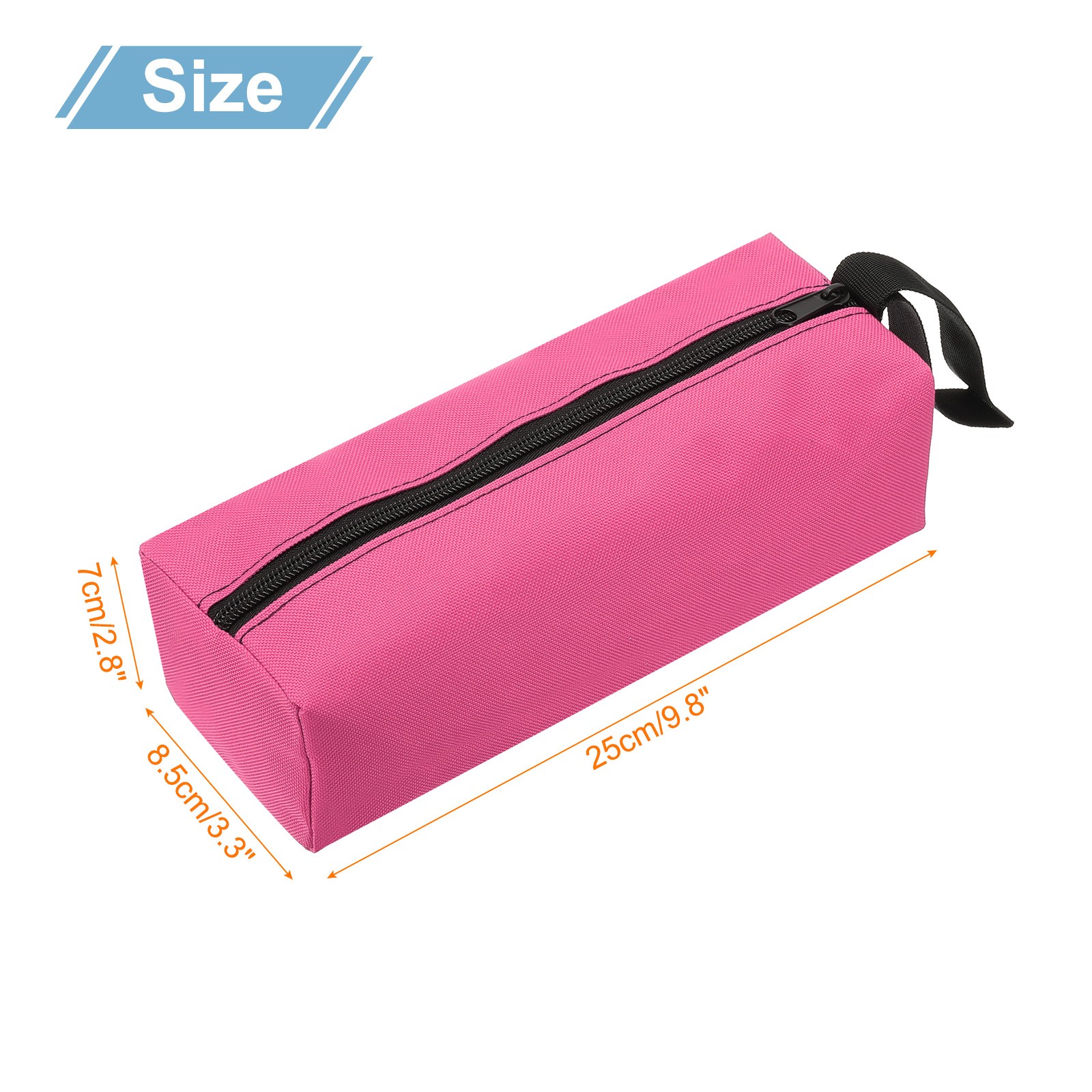 Zipper Utility Tool Bag 9.8×3.3×2.8 Inch Multi-purpose Tote Bag Pink