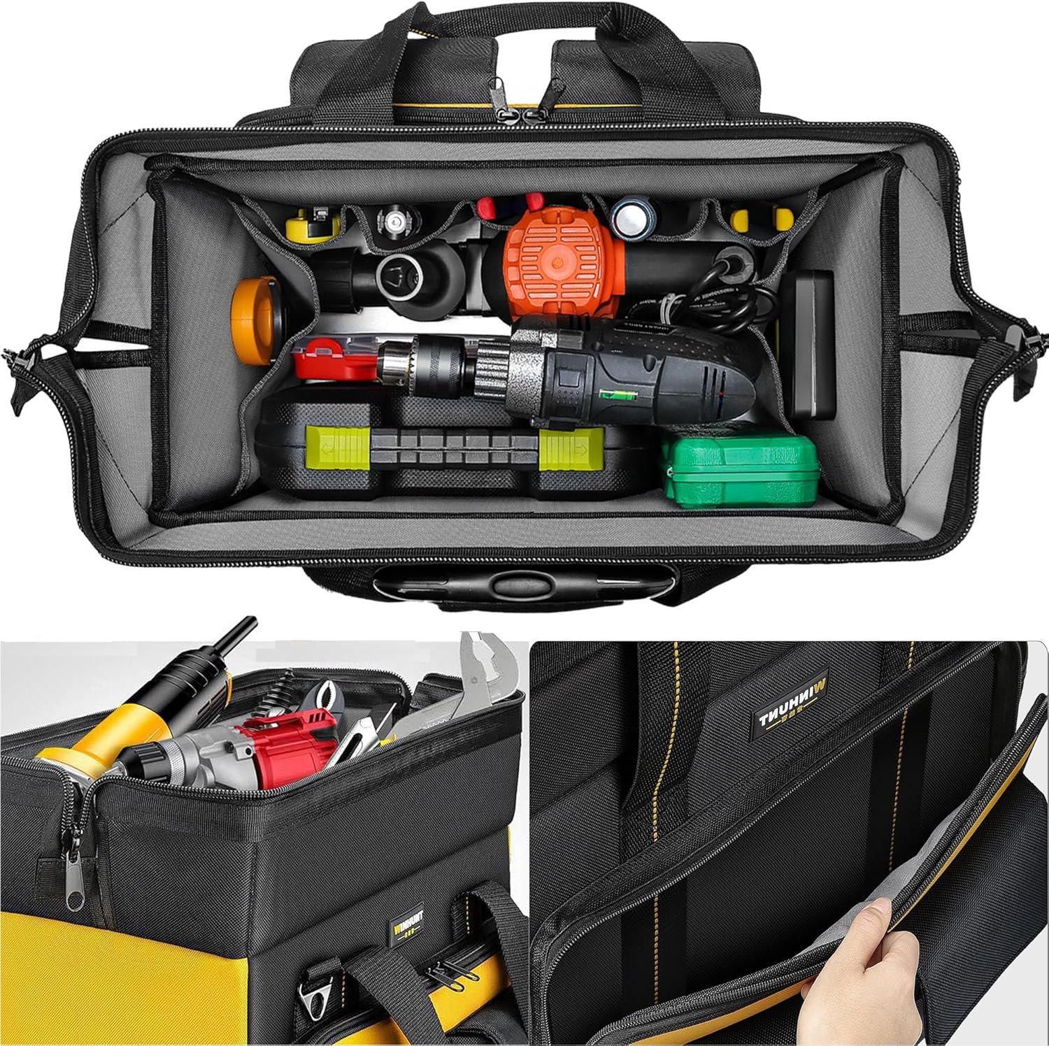 Roller Tool Bag with Four Spinner Wheels, Portable Large Rolling Tool Bag with S