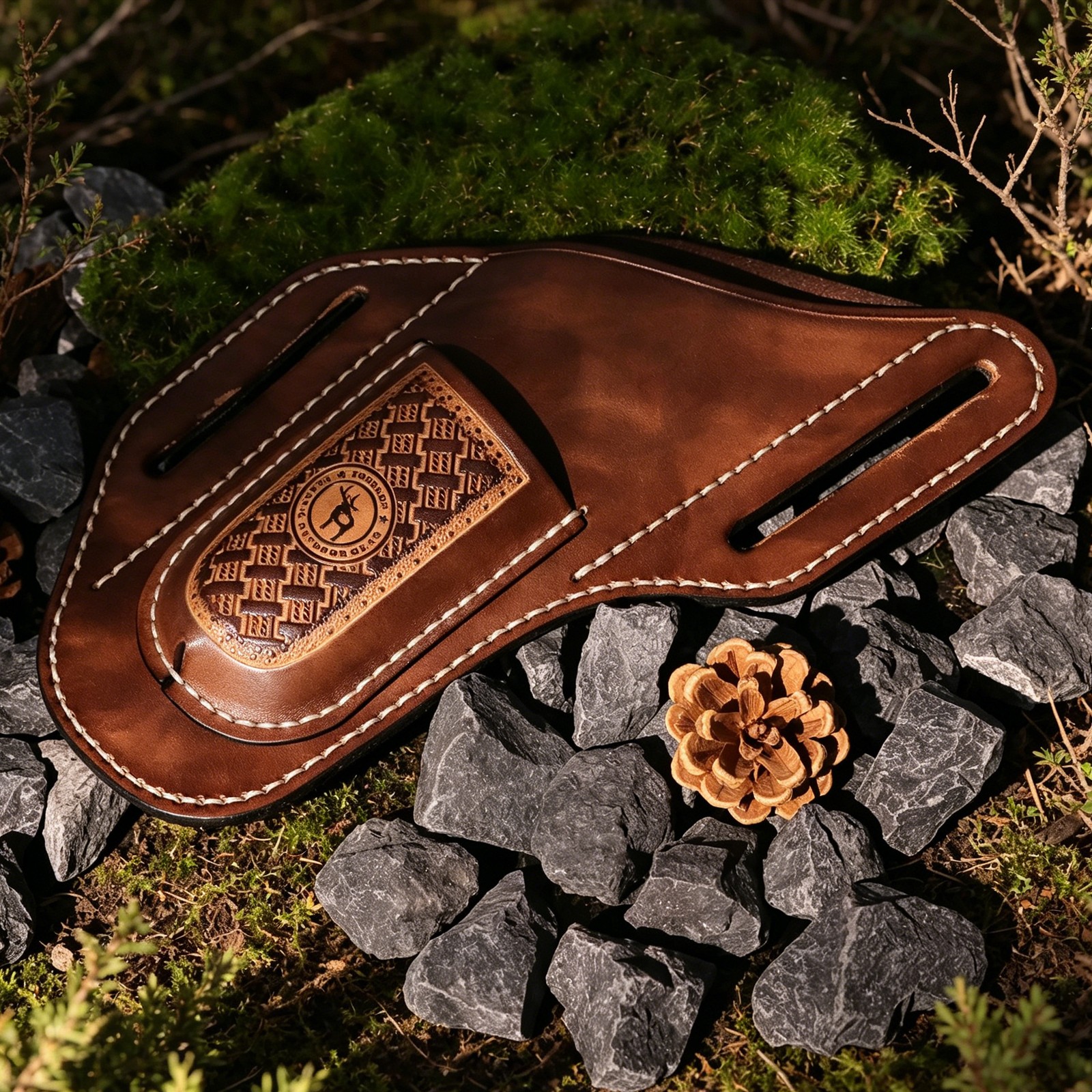 TOURBON Leather 2-in-1 Tool Pouch Folding Knife/Pliers Pocket Belt on Holster