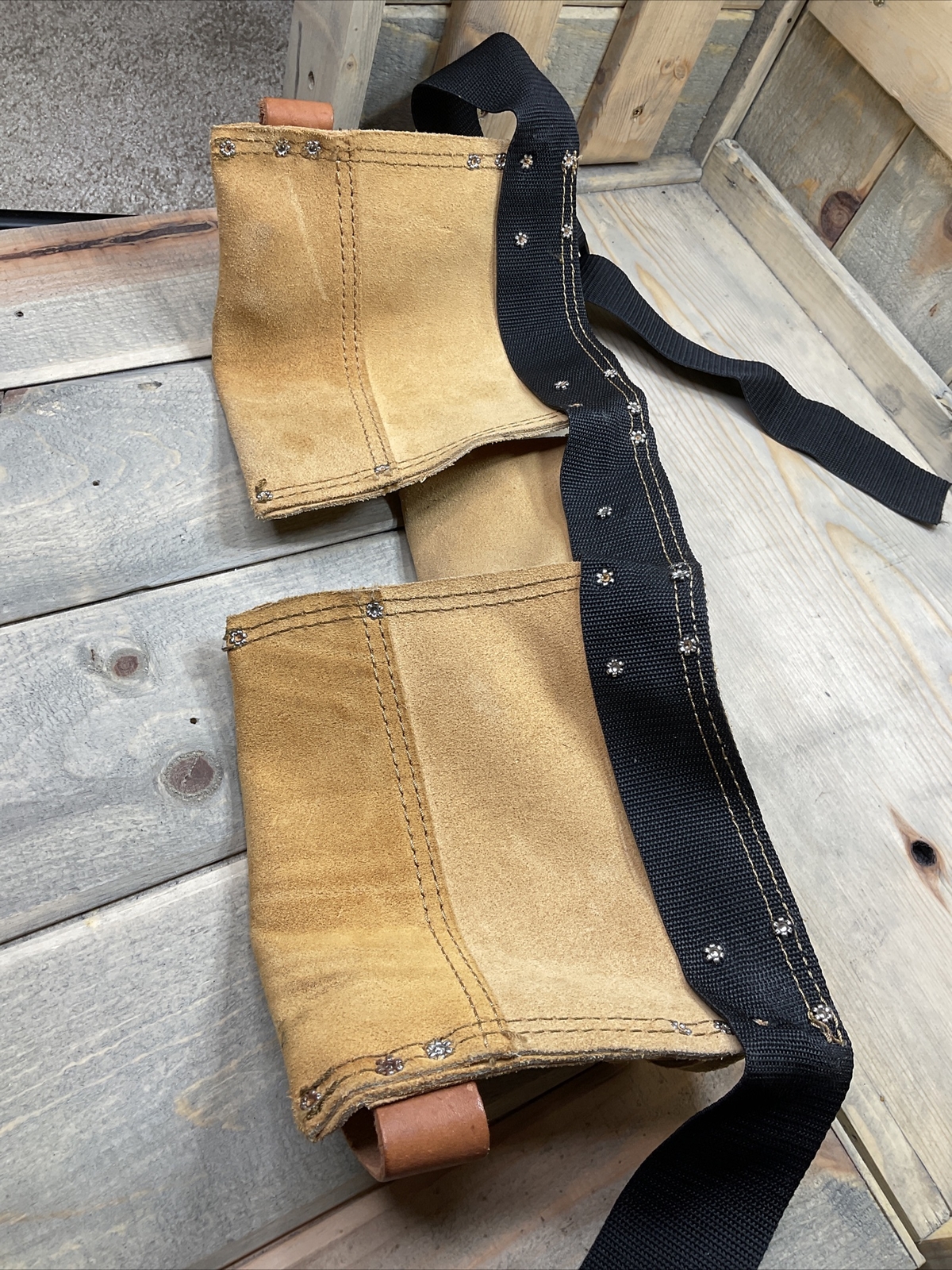 Rooster Suede Leather Tool Belt Carpenter Work Belt Beige Adjustable