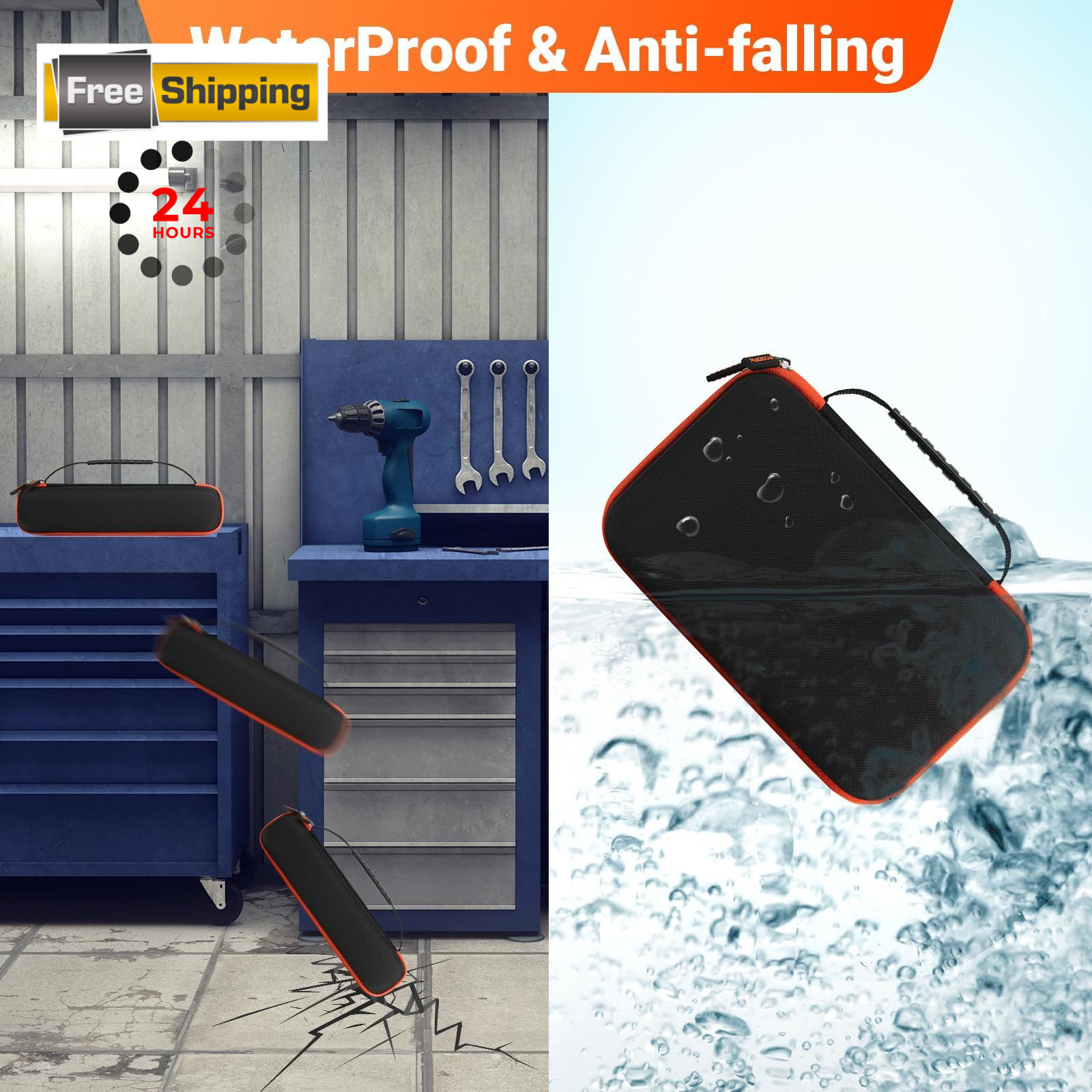 PCGDFly Tools Storage Case for Klein L12*W 2.5*H 2 inches, Black with Orange