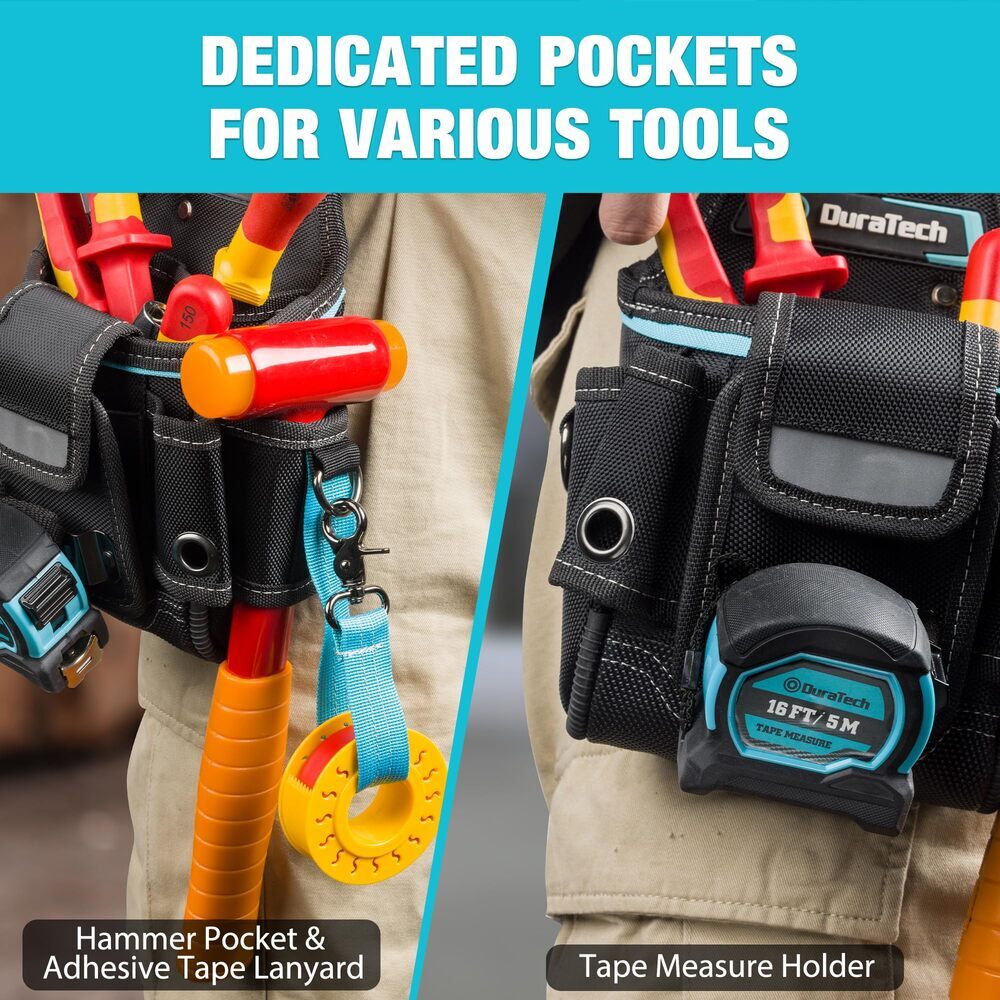 Small DuraTech Tool Pouch with Belt Clip Electrician Tool Pouch for Construction