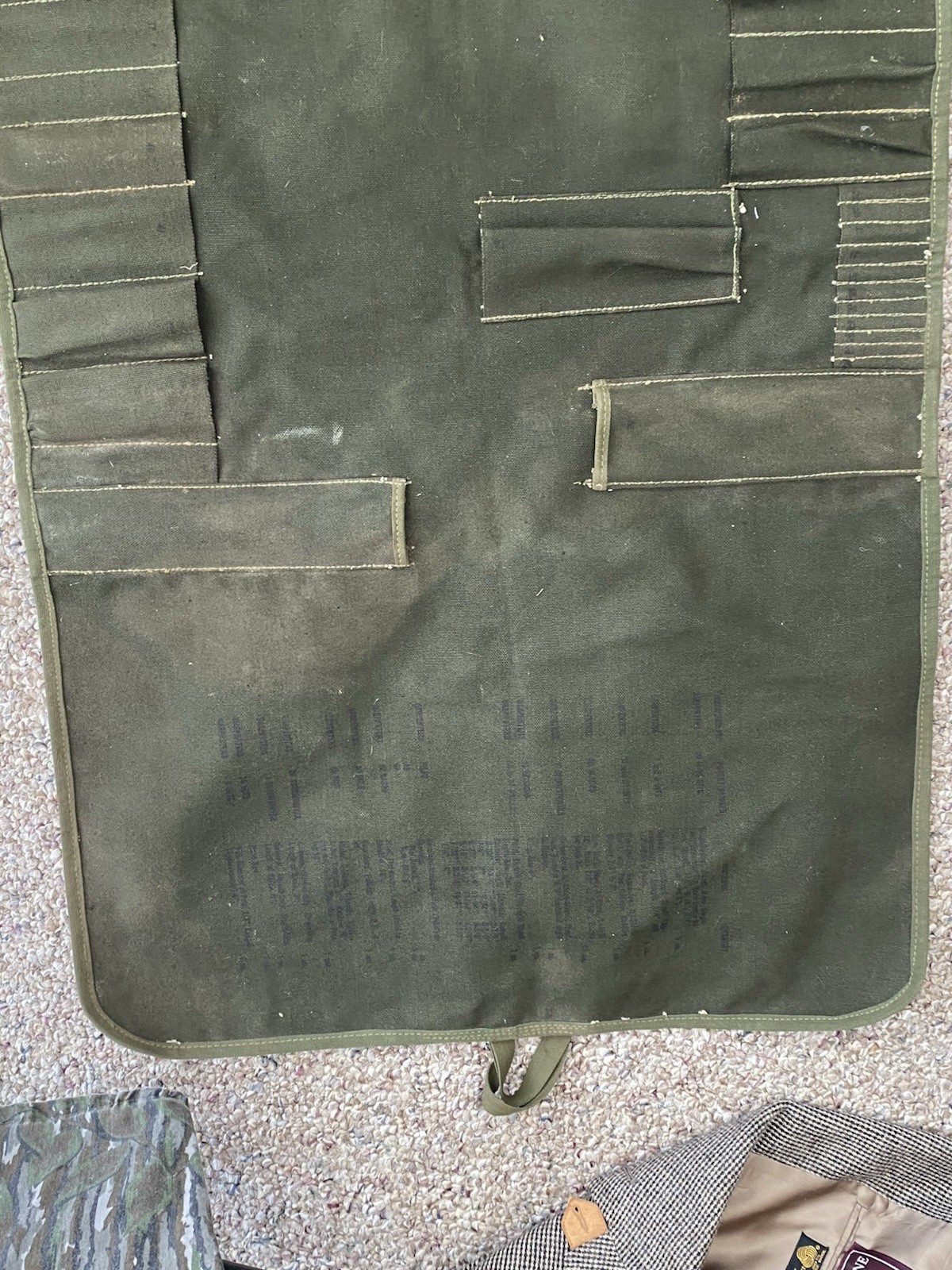 WW2 US Army Mechanic Roll Up Fold Shovel Tool Bag Carrying Case Canvas Military