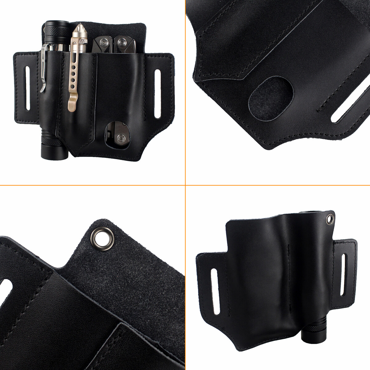 EDC Multitools Sheath Leather Sheath Knife Belt Sheath Flashlight Holster Holder
