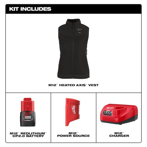 Milwaukee Tool F300b-212X Axis Heated Vest, Polyester, 2 To 8 Hours Heating