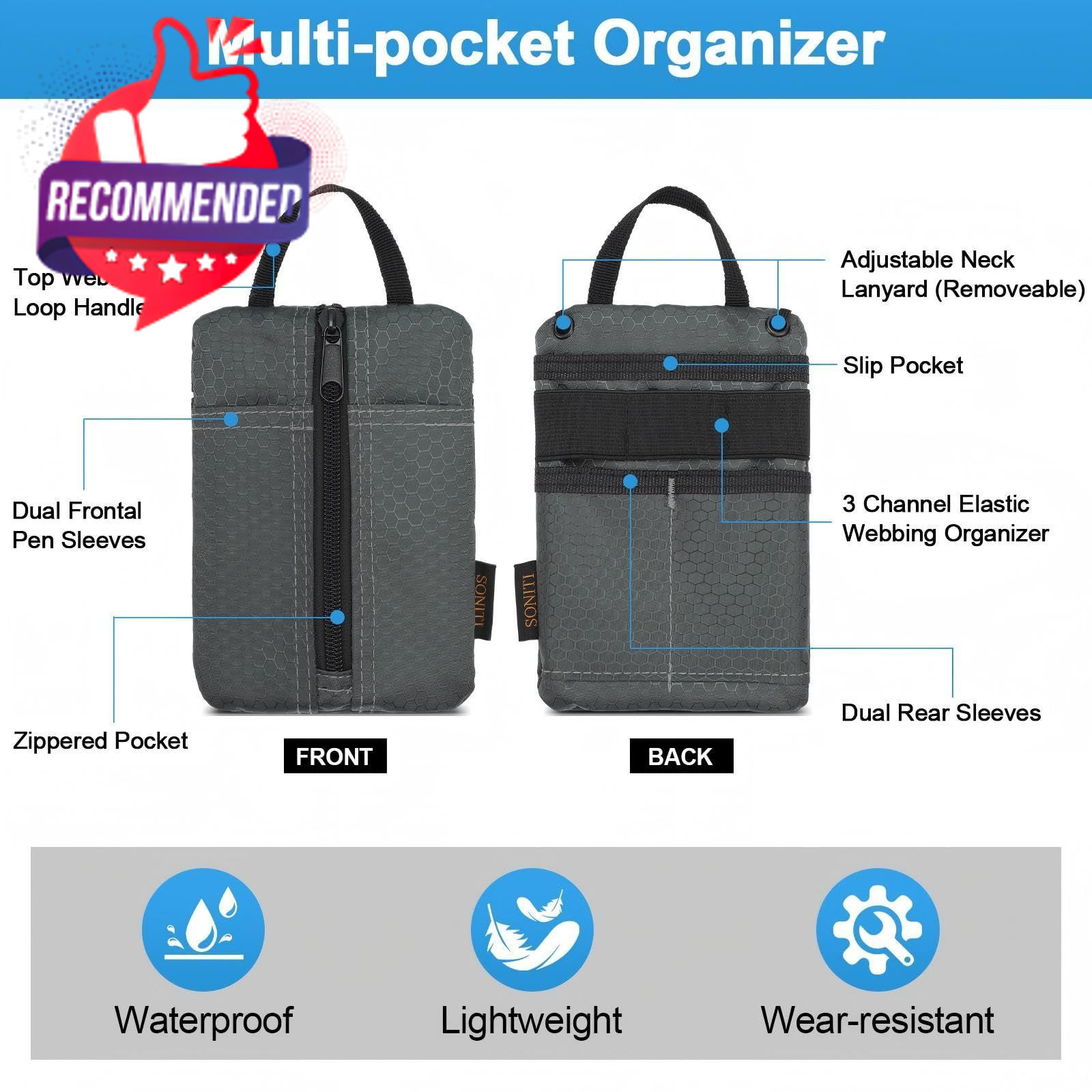 EDC Pouch, Enhanced 3-Layer Fabric – Slim & Compact 6.3″ × 4.72″, Grey