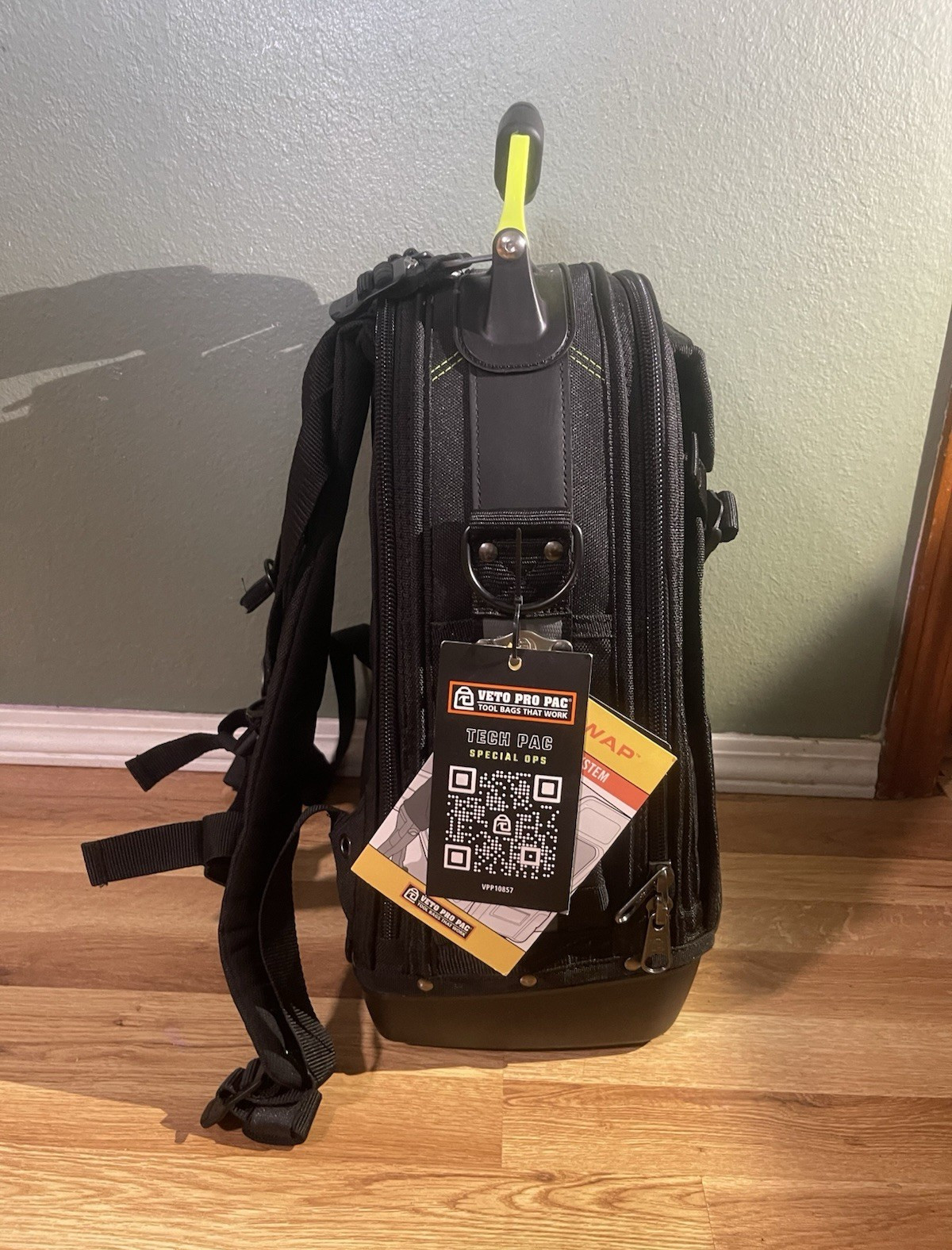 VETO PRO PAC Tech Pac Special Ops Large Nylon Tool Backpack Black/Yellow
