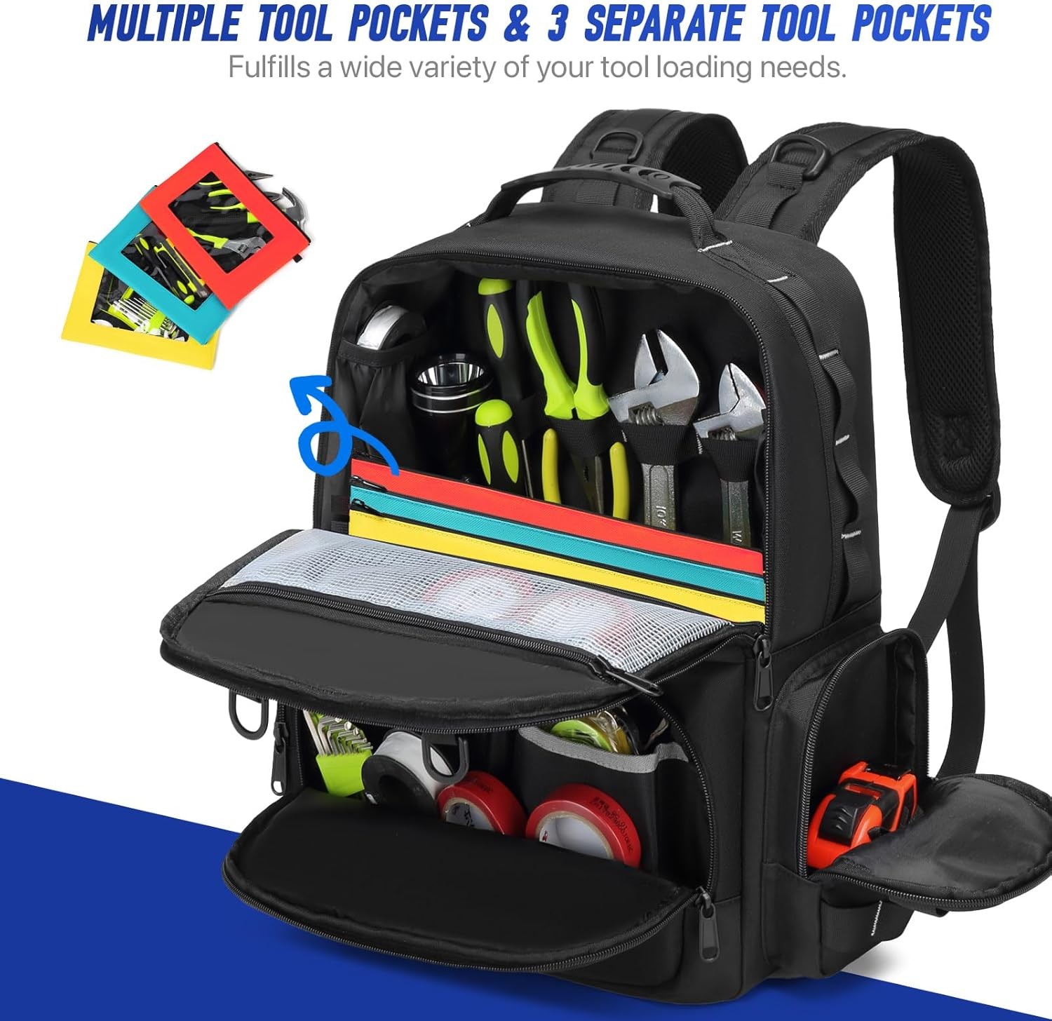 Tool Backpack,Heavy Duty Tool Bags for Men,Tool Storage Organizer Bag
