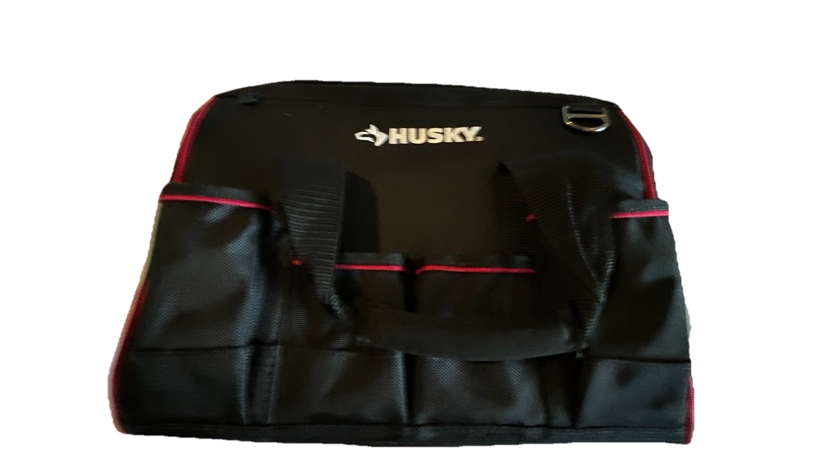 Husky Tool Bag Organizer Black Red Zip Top 13.5” Heavy Duty Contractor Tote
