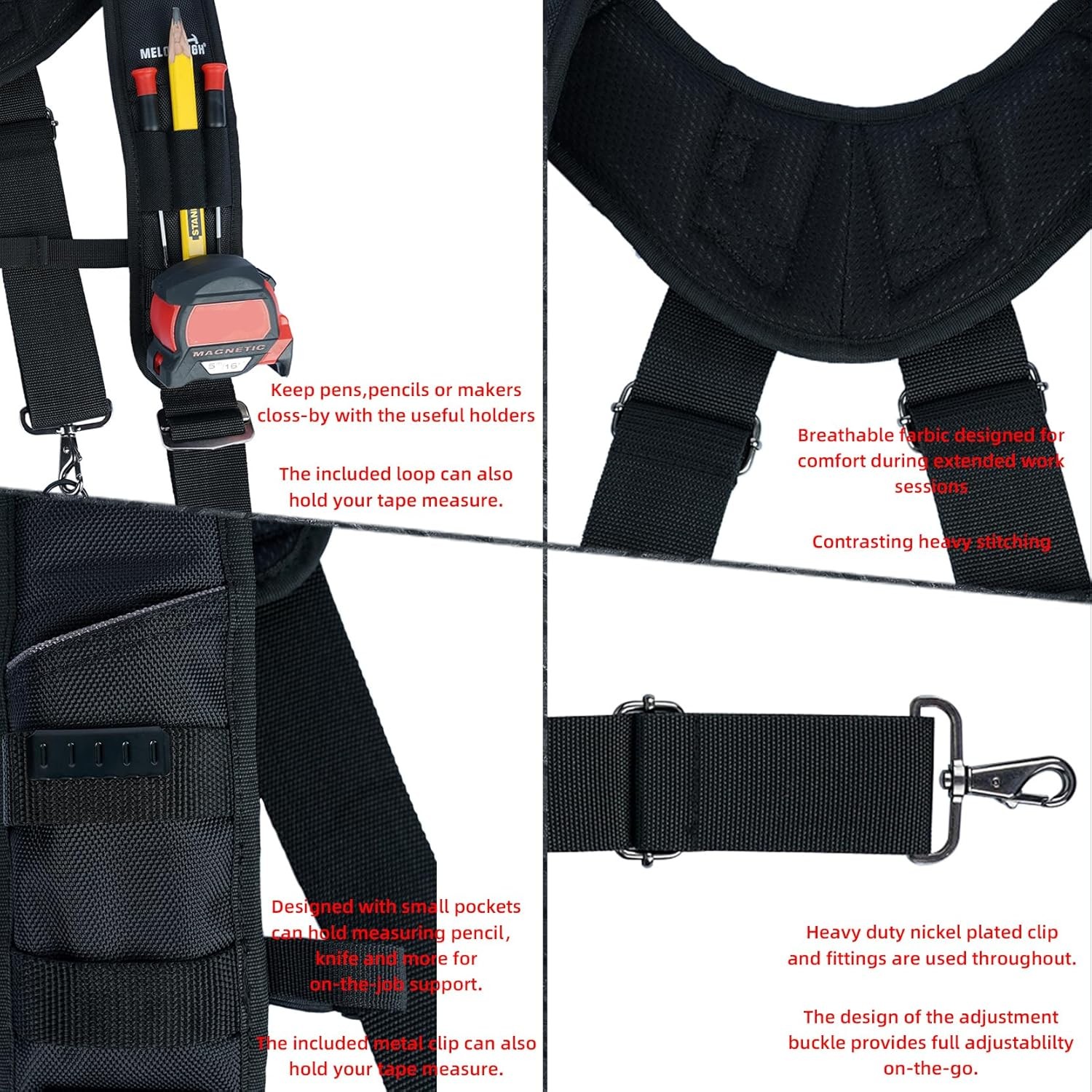 Tirantes para cinturón de herramientas: acolchados, para trabajo pesado.
