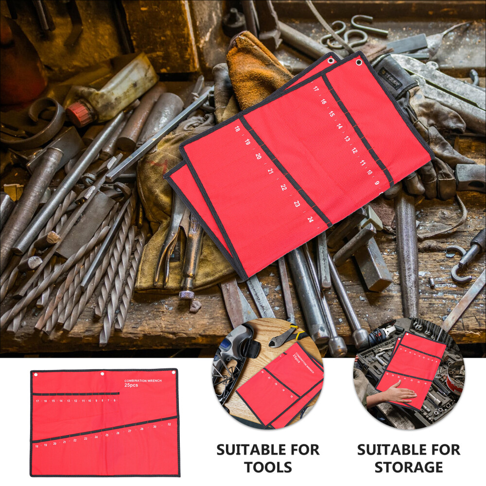 Sae and Metric Wrench Organizer Pouch Wrap Roll Repair Tool Bag