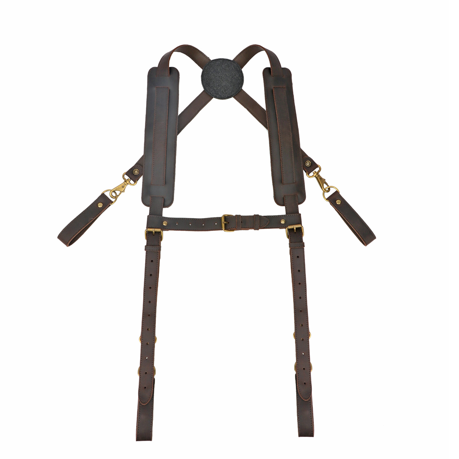 TOURBON Leather Workshop Tools Belt Suspenders Carpenter Chest Strap Padded US