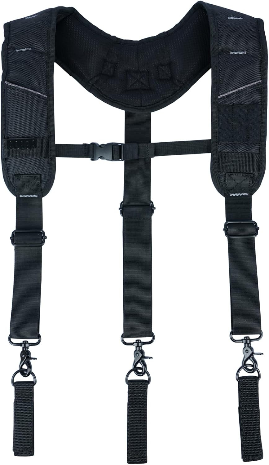 Tool Belt Suspenders,Heavy Duty 3-Points Padded Construction Work Pouch Suspende