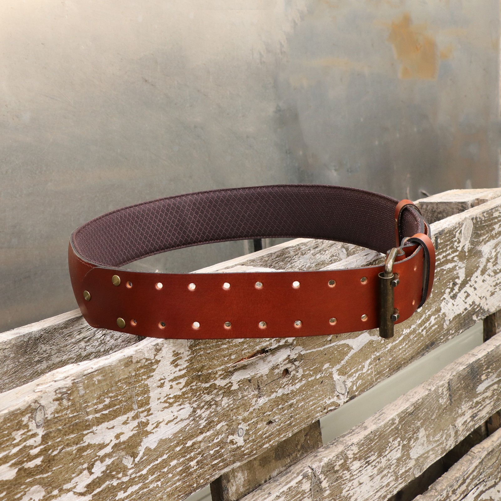TOURBON Leather 2in Wide Men Tool Belt Rig Holster Belt Double Pin Roller Buckle