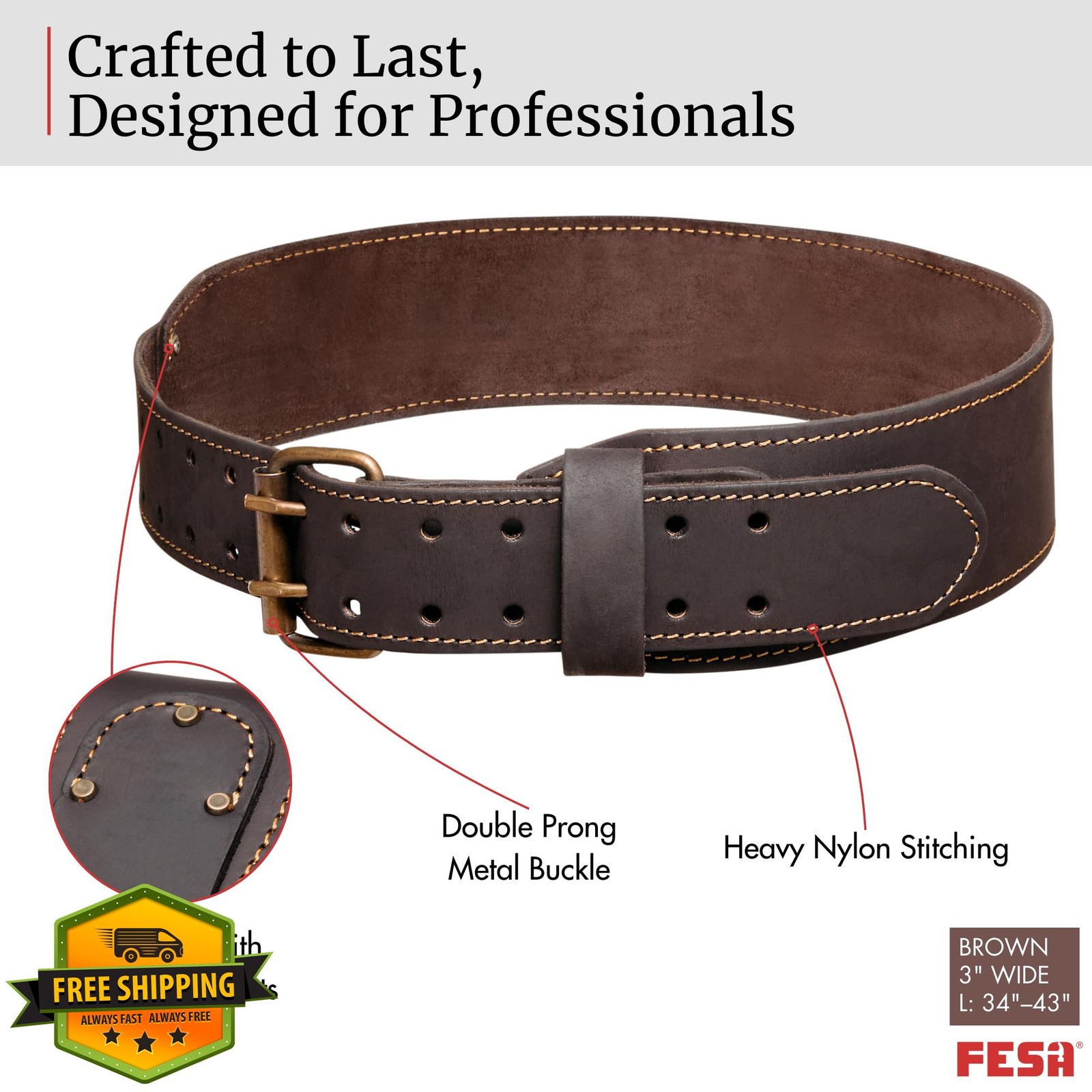 FESA Tool Belt Brown 3″ L