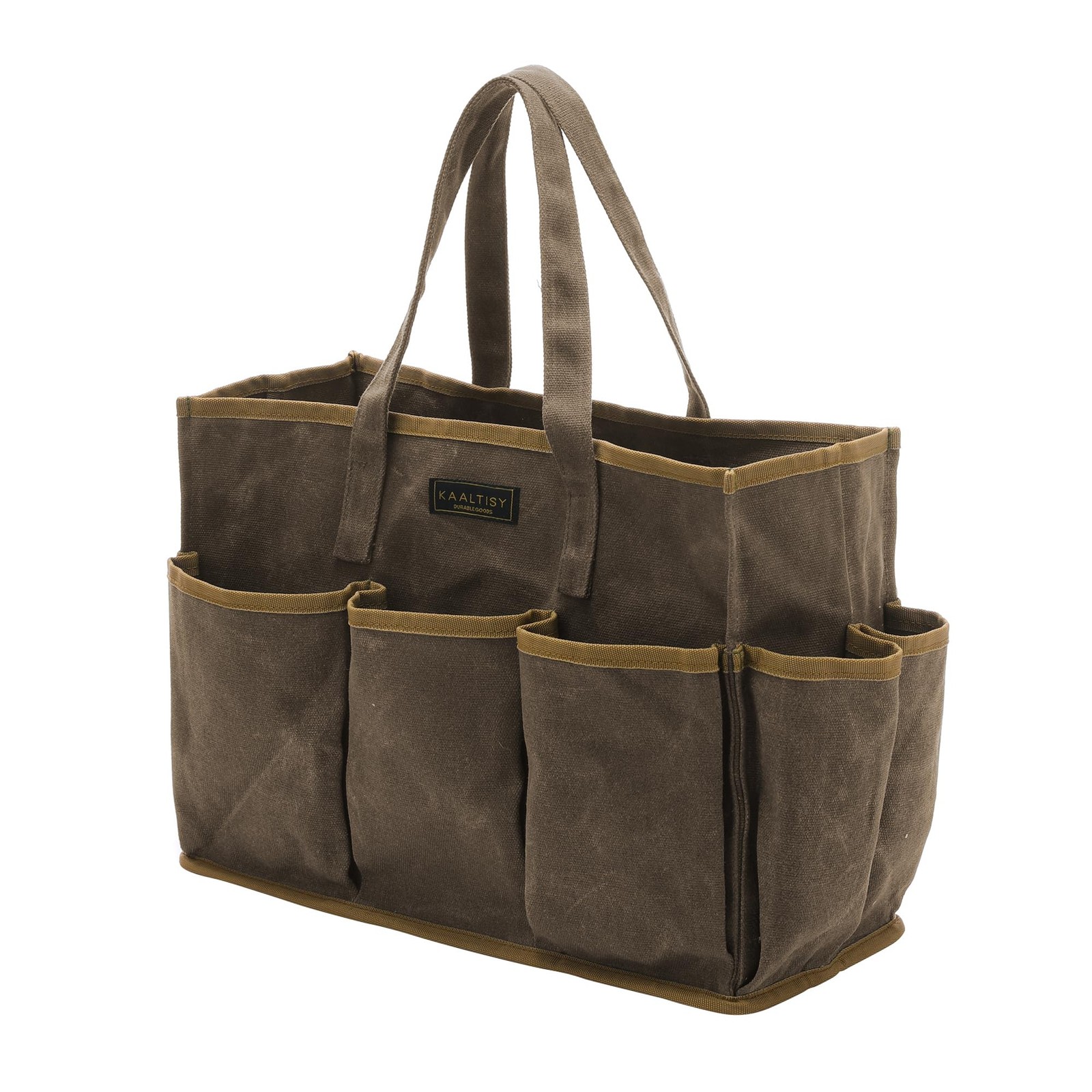 16OZ Waxed Canvas Tool Tote Bag for Garden Tools 14 x 5.5 x 10.5 inches, Grey