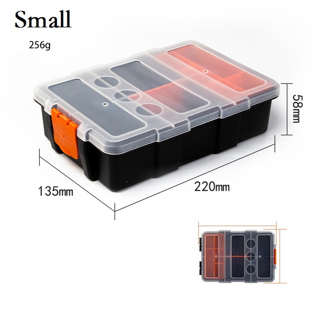 Sturdy Plastic Toolbox with Adjustable Compartments for Hardware and Parts