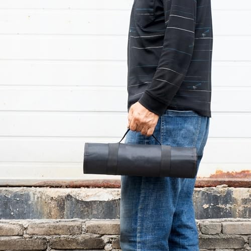 Black Heavy Duty Tool Roll Bag Organizer – 20 Pockets – Roll Up Tool Roll