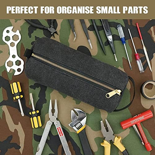 Rough Enough Canvas Small Tool Bag Pouch Box Organizer with Zipper Stone Black