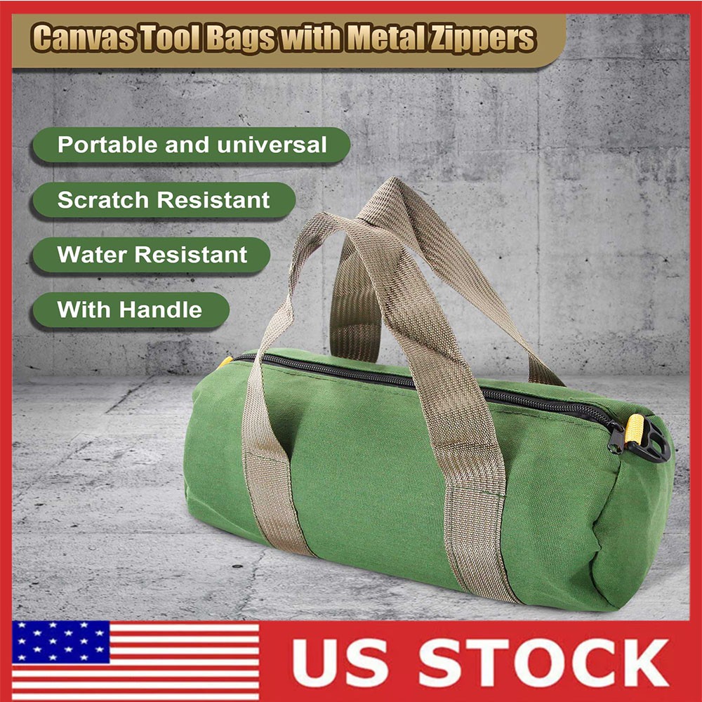 12in Heavy Duty Canvas Tool Bag with Zipper Muti-Purpose Portable Waterproof