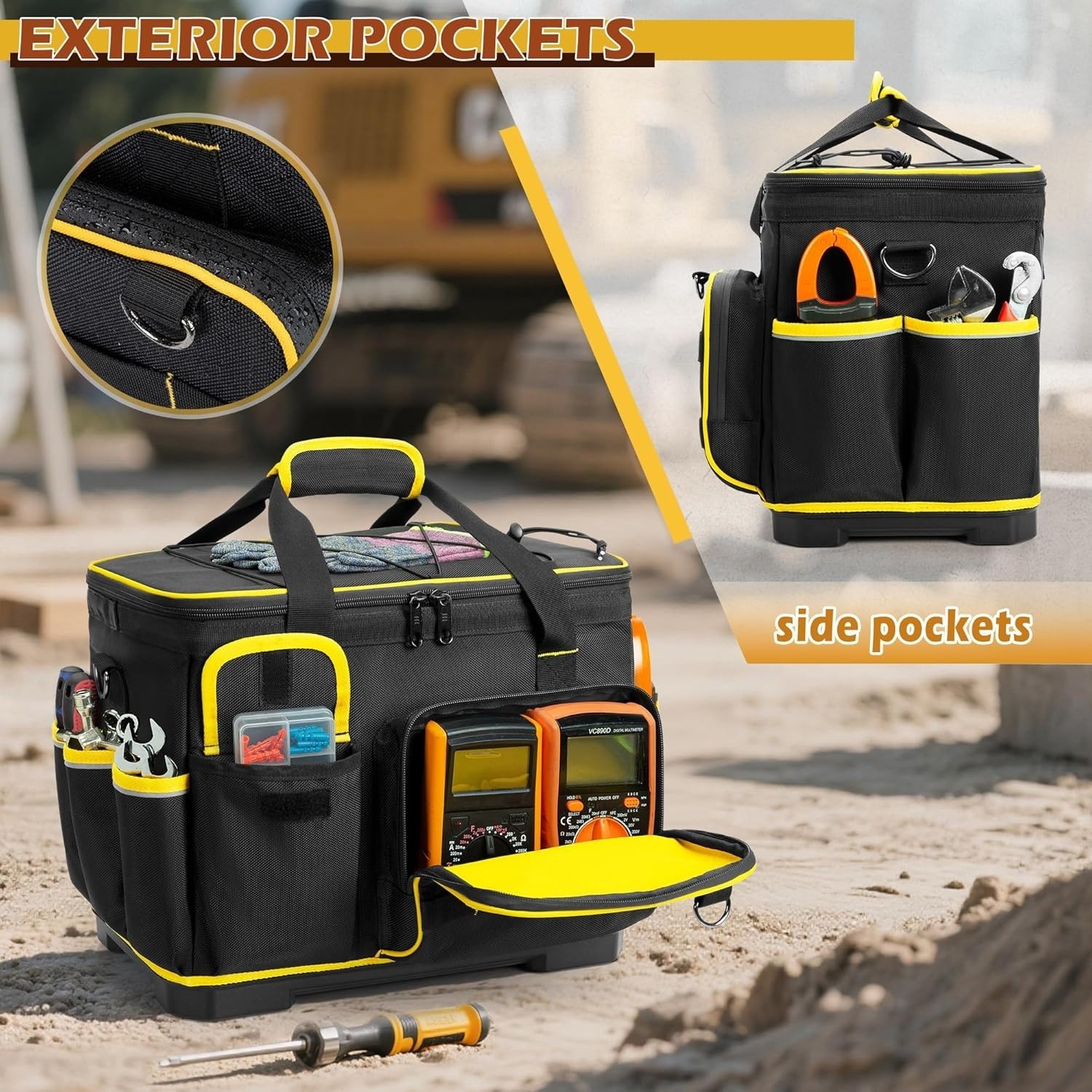 16-inch Tool Bag with Hard Bottom and a Detachable Divider, Heavy Duty