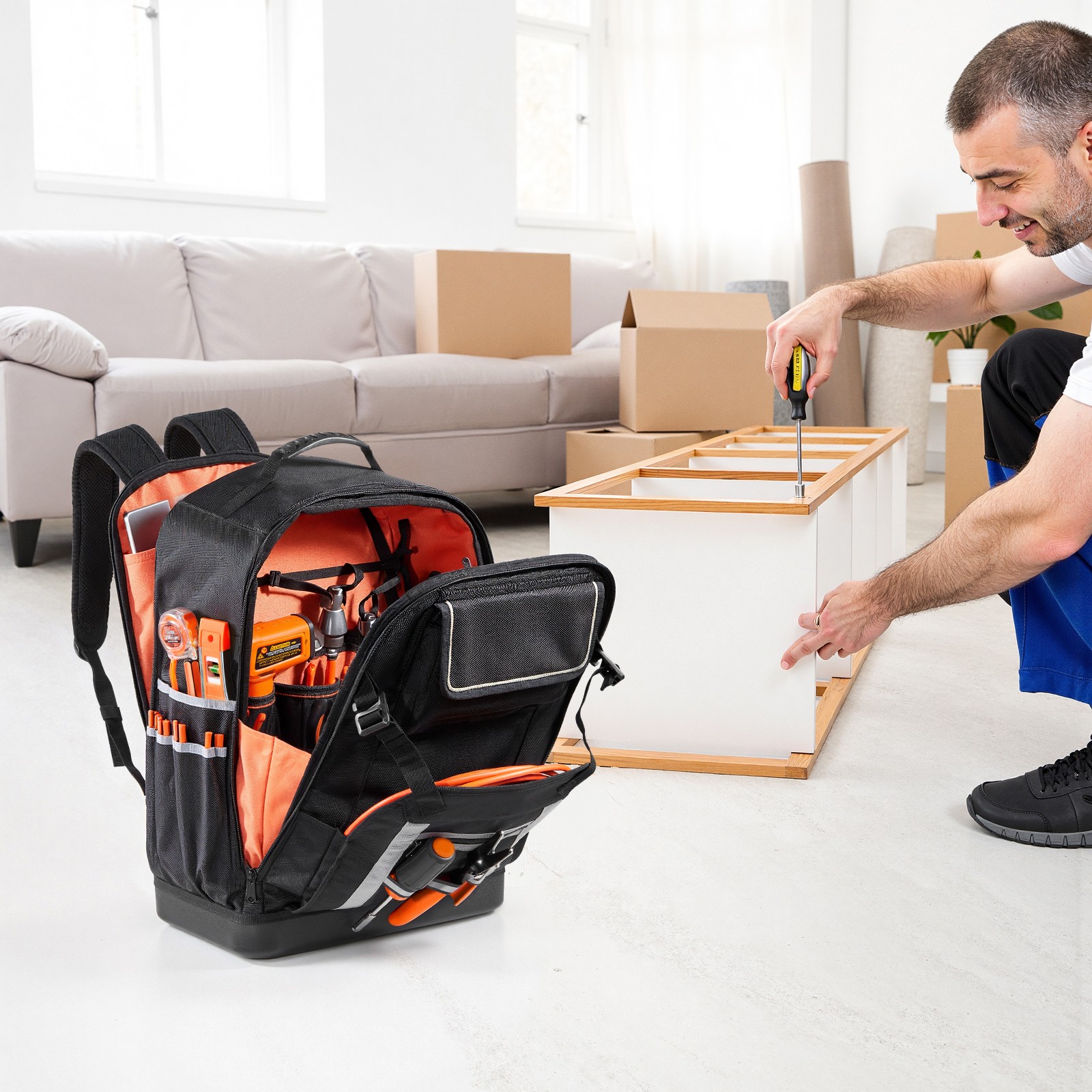 Uimoso Tool Backpack with 56 Pockets, Water-Resistant Design for Electricians