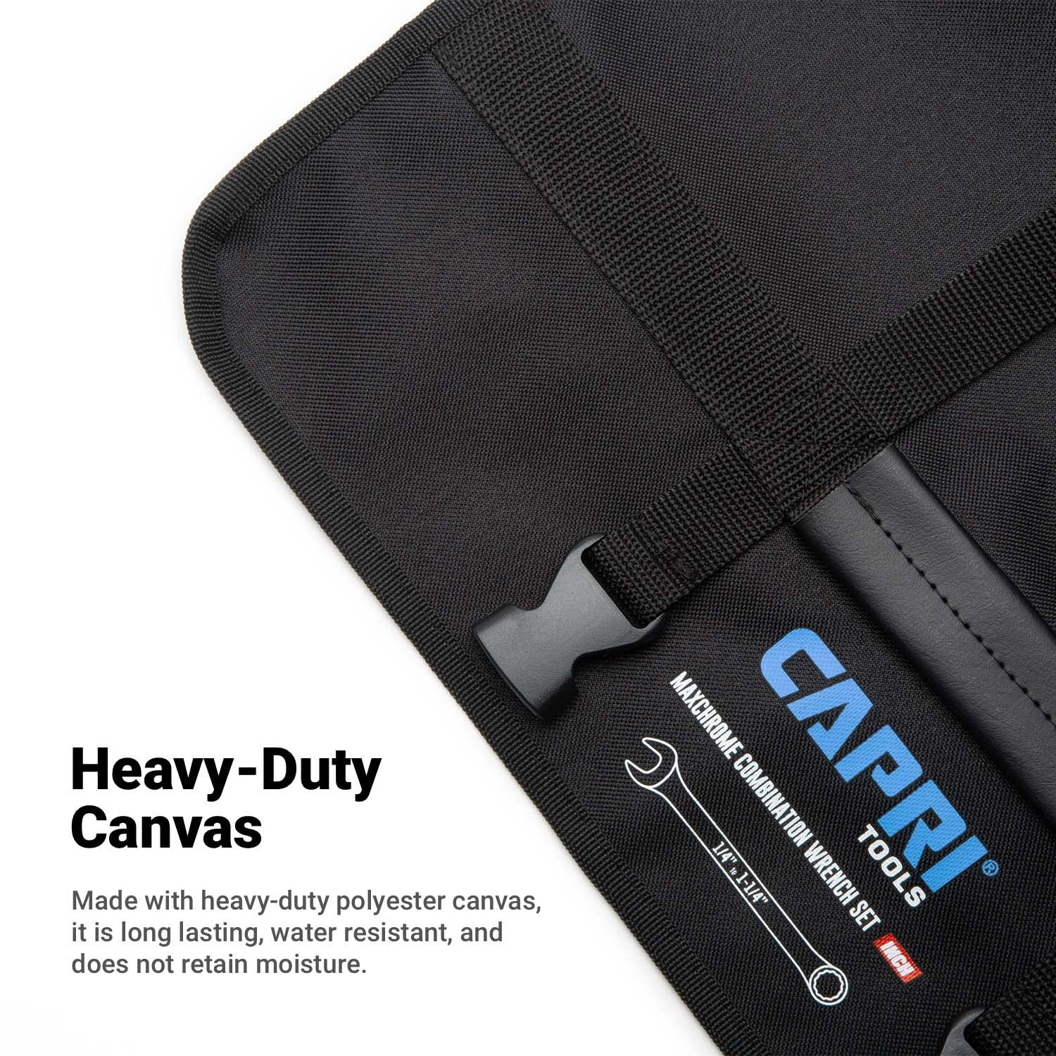 Wrench Roll Up Pouch, SAE, 17 Pockets, Black