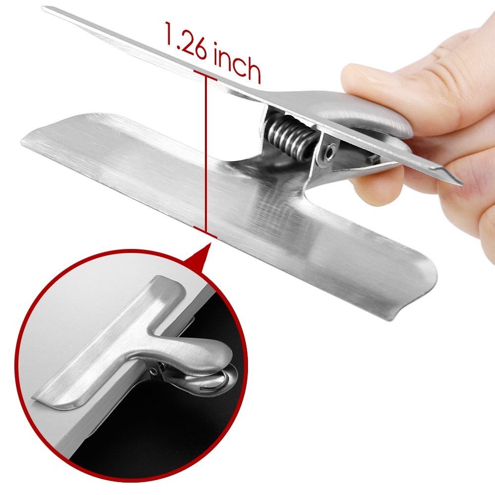 10 Pack Stainless Steel Chip Bag Clips, 3 6*3inch+4*4inch(10 pack), Silver