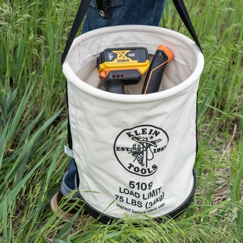 Klein Tools 5109 Canvas Bucket, Wide-Opening Straight-Wall Tool Factory