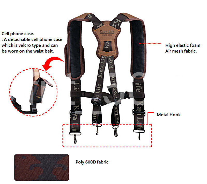 KAYA LIFE KL-600 Work Tool Belt Suspenders Drill Pouch Holder