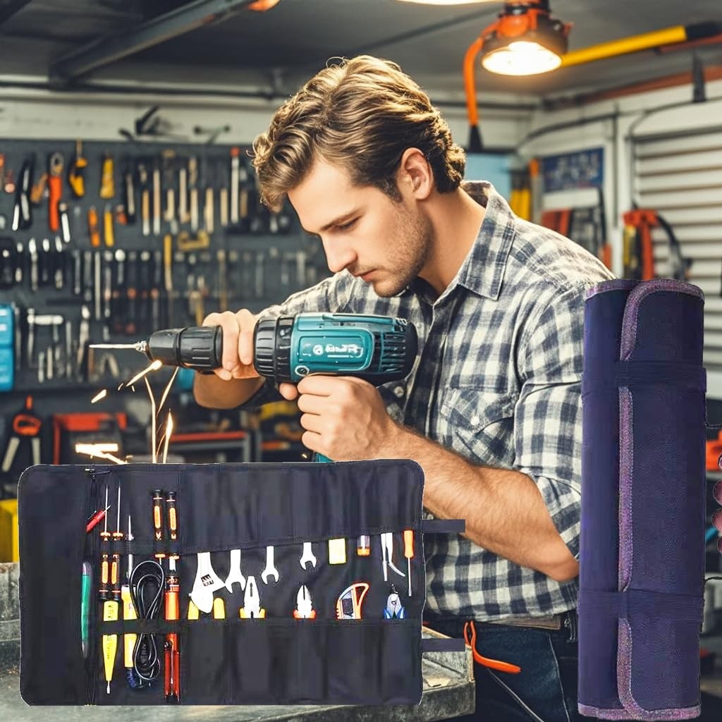 23 Pocket Tool Bag Roll Up, Organizer for Men gift, Portable Tool…