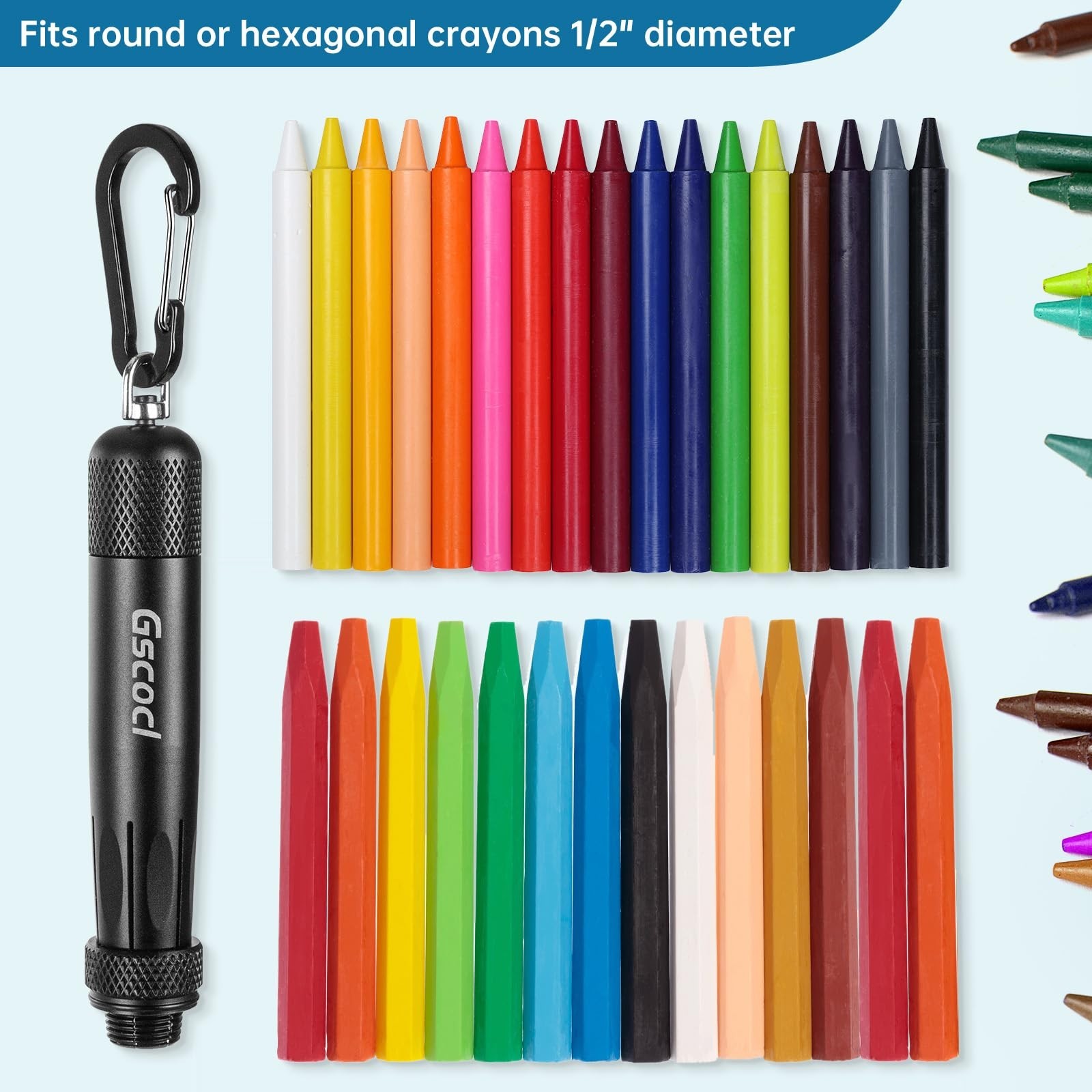 Heavy Duty Aluminum Crayon Holder for 1/2″ Round Hex Crayons & Ferro Rods – Blac
