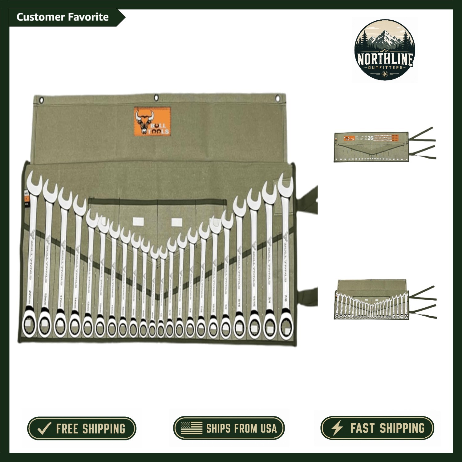 Portable 26 Pocket Wrench Carrying Case – Durable Cotton Organizer for Tools