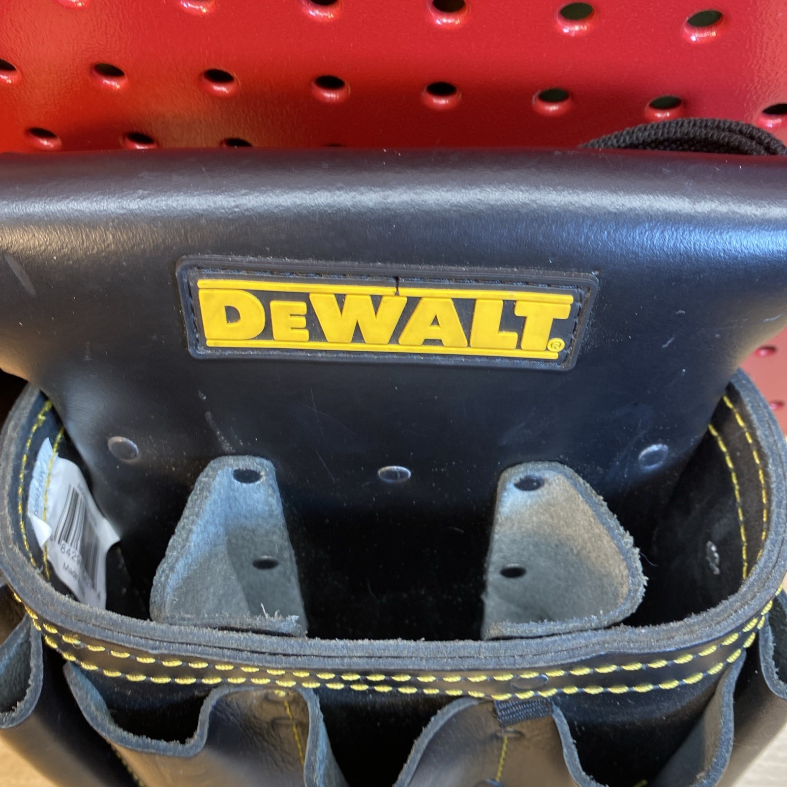 DEWALT Leather Tool Belt 10 Pouch Organizer Tool Holder Black Bag EUC FREE SHIP